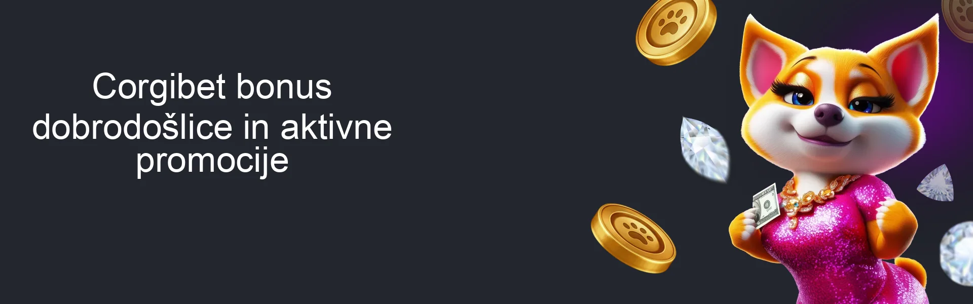 Corgibet bonus dobrodošlice in aktivne promocije